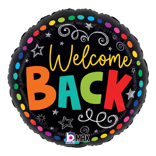 Welcome Back, Colorful Chalkboard • Standard 18" Mylar Helium Balloon