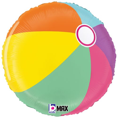 Summer Beach Ball Round • Standard 18" Mylar Helium Balloon