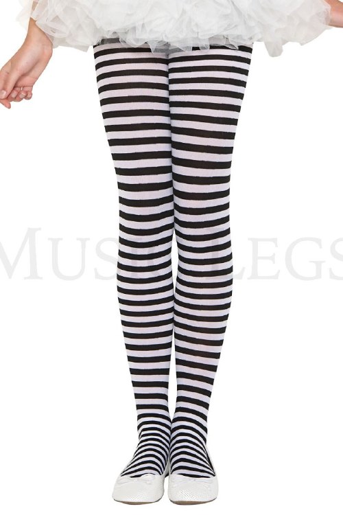 Tights Striped Blk/Wht Child L