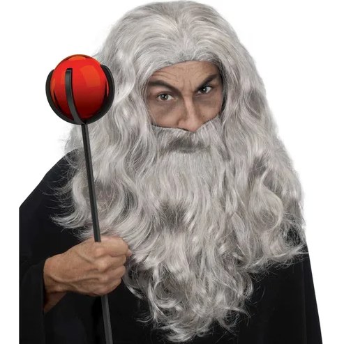 Wig &amp; Beard Grey Wizard