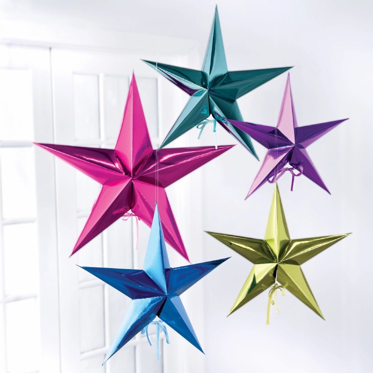 3D Hanging Stars Multi 5ct