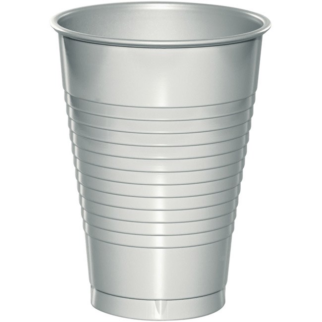Shimmering Silver 12oz Pl Cups