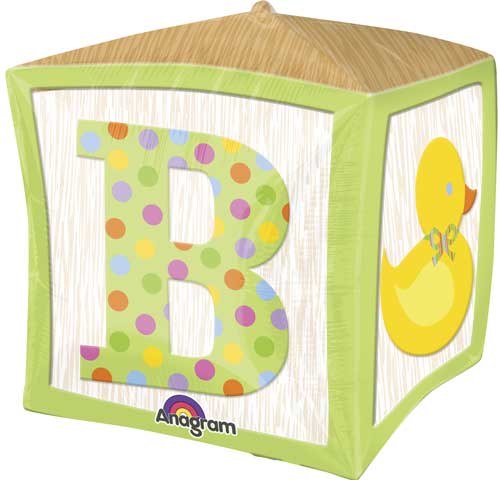 Gender Neutral, Baby Block • Jr. Jumbo Size 15" Mylar Helium Balloon