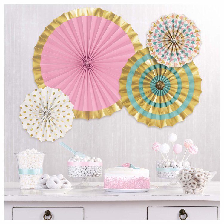 Paper Fans Pastel Gold