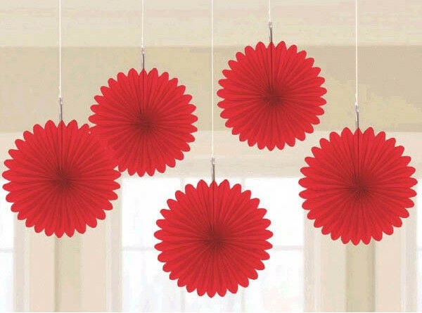 Fan Decor Mini Red 5pc