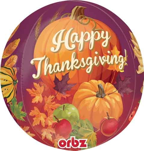 Happy Thanksgiving, Autumn Bounty • Jr. Jumbo 16" ORBZ Mylar Helium Balloon