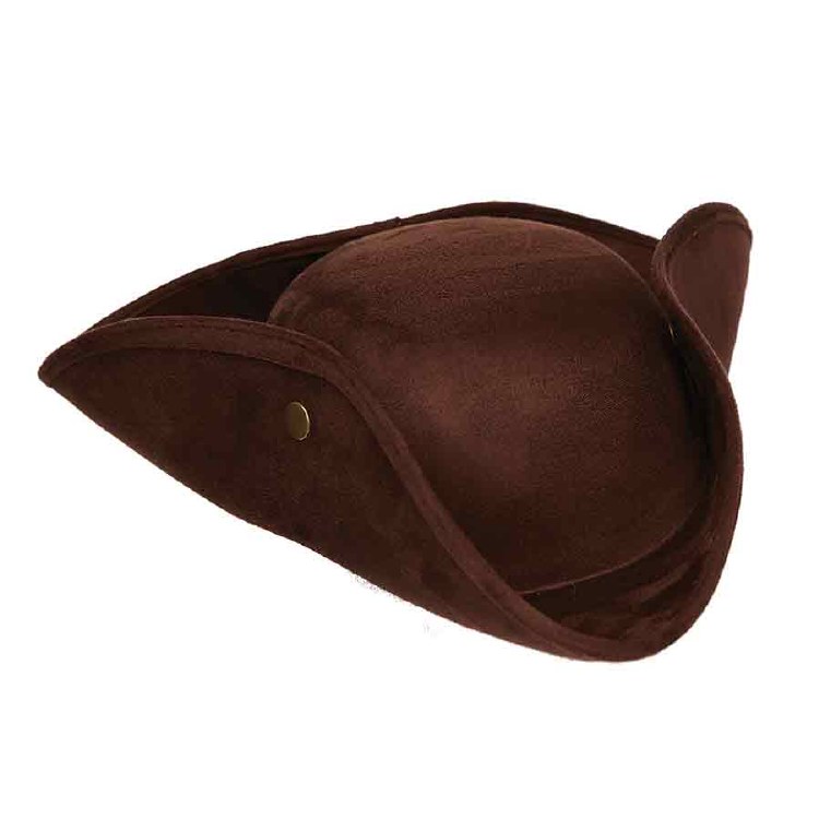Tri-Corner Faux Suede Hat - Brown