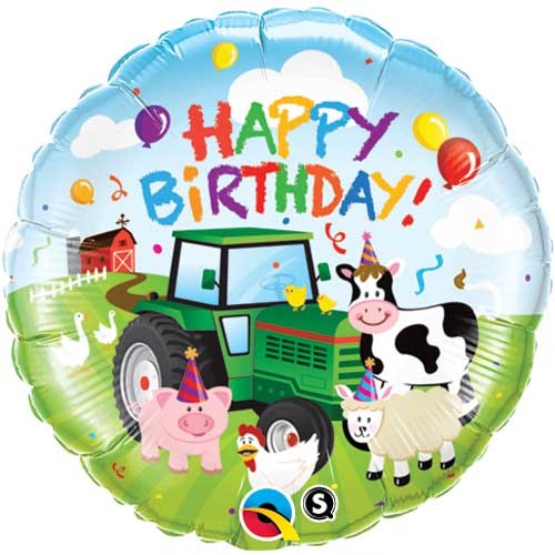 Farm • Barnyard Friends • Happy Birthday • 18" Standard Size Mylar Helium Balloon