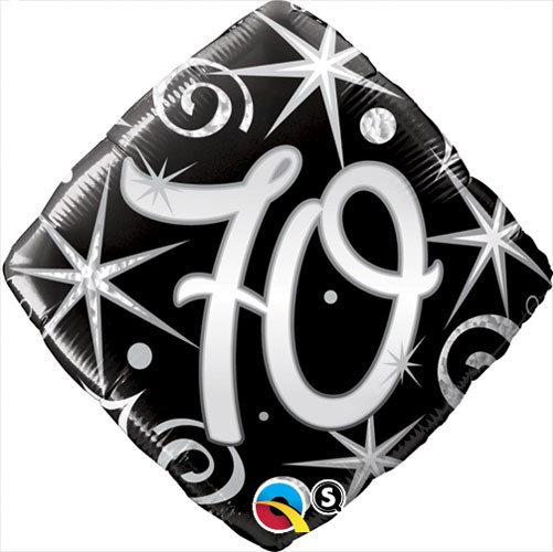 Milestone Year • Elegant Swirls 70 • Standard Size 18" Mylar Helium Balloon