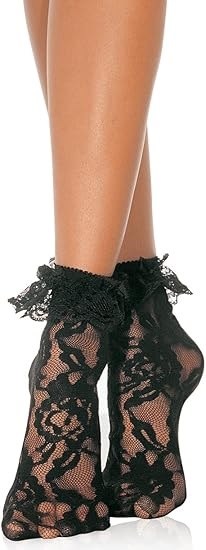 Anklet Lace Ruffle Black