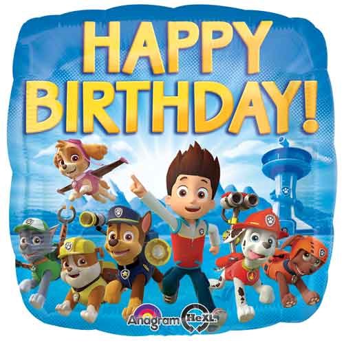Paw Patrol Happy Birthday Standard Size Mylar Helium Balloon ~ 18&quot;