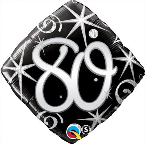 Milestone Year • Elegant Swirls 80 • Standard Size 18" Mylar Helium Balloon
