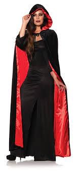 Black Velvet Hooded Cape with Red Lining