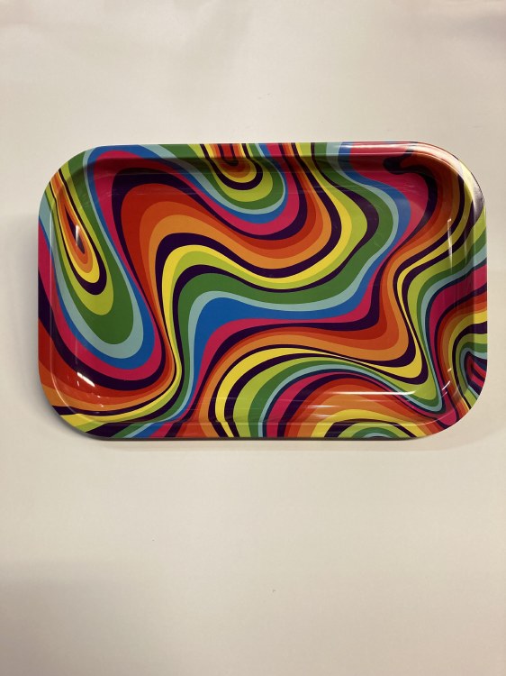 Rainbow Swirl Rectange Metal Tray