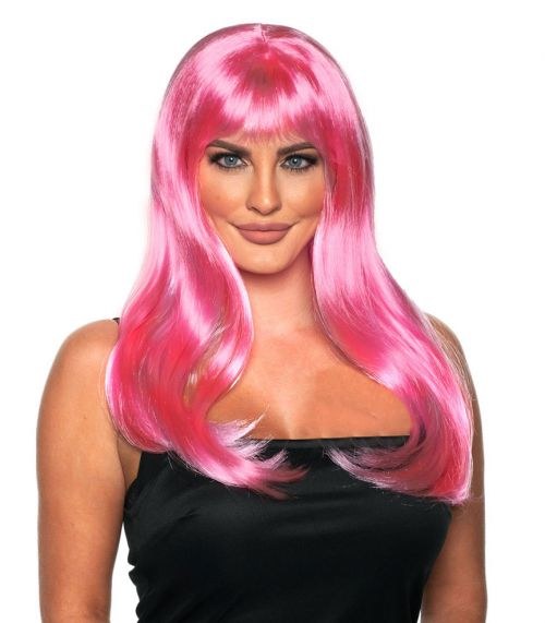 Pink Flirty Wig w/ Bangs
