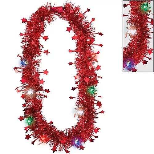 Tinsel Necklace Light Up Red