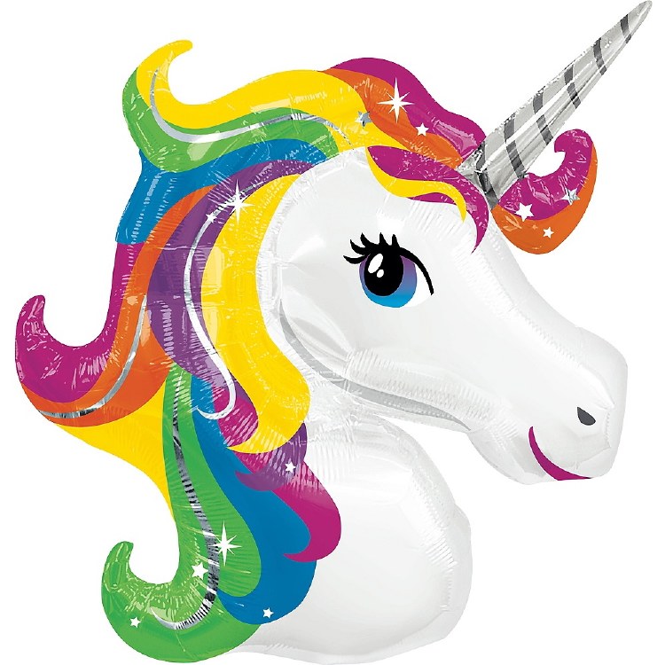 Unicorn, Rainbow Mane Shape • Jumbo 33&quot; Mylar Helium Balloon