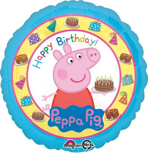 Peppa Pig Happy Birthday 17" Standard Size Mylar Helium Balloon