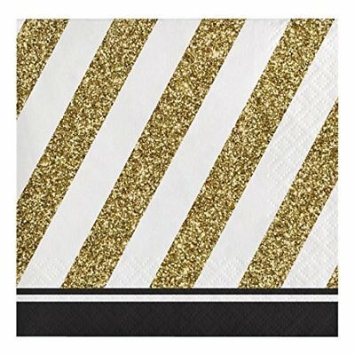 Black &amp; Gold Bev Napkins 16ct