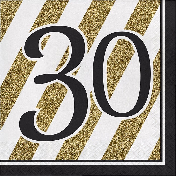 Black &amp; Gold 30 Lunch Napkins 16ct