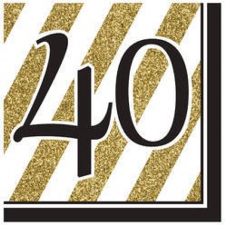 Black &amp; Gold 40 Lunch Napkins 16ct