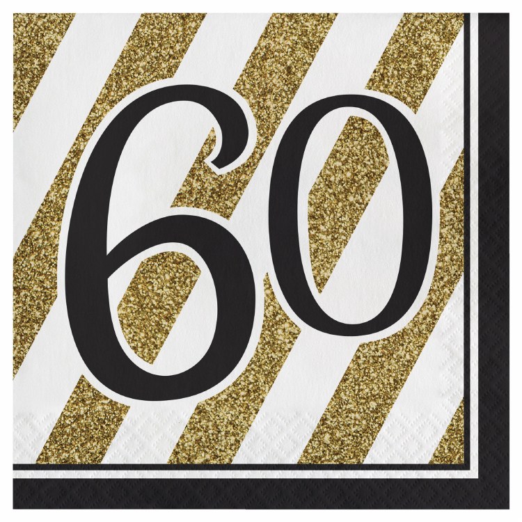 Black &amp; Gold 60 Lunch Napkins 16ct
