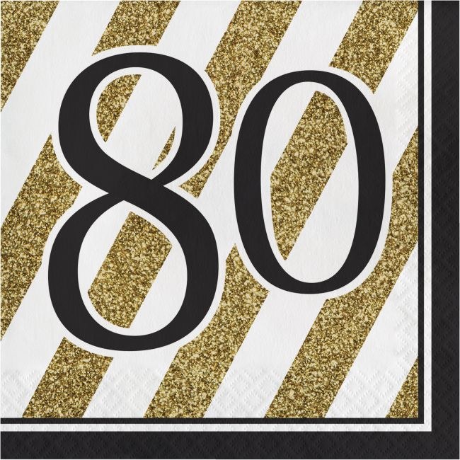 Black &amp; Gold 80 Lunch Napkins 16ct