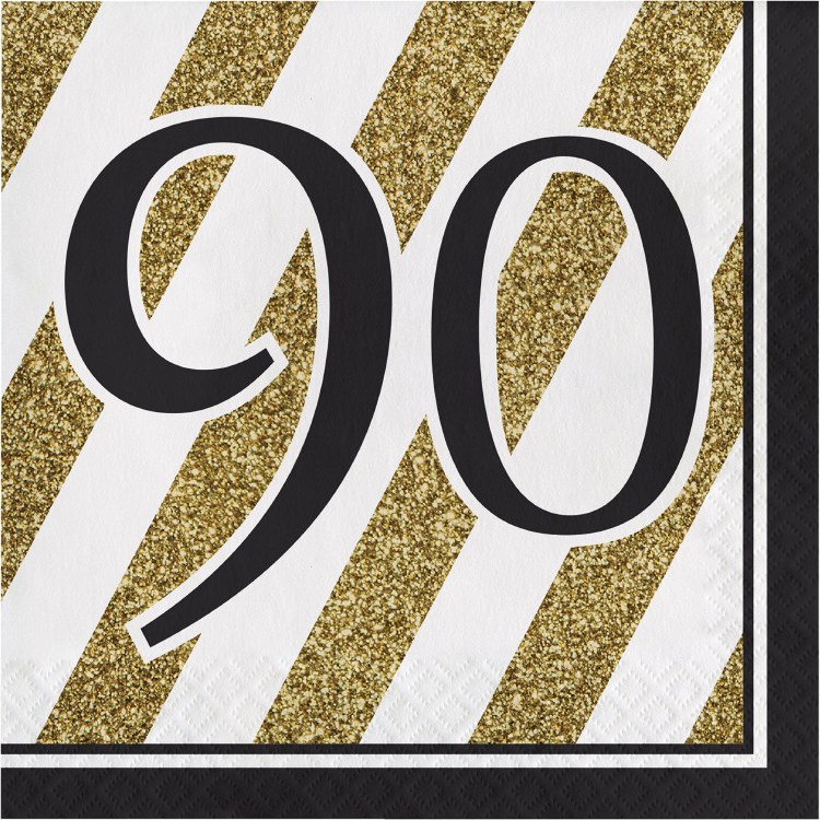 Black &amp; Gold 90 Lunch Napkins 16ct