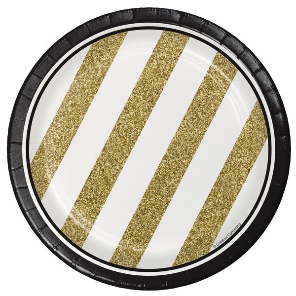 Black &amp; Gold 7in Plates 8ct
