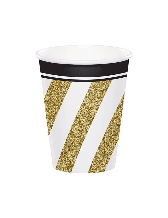 Black &amp; Gold 9oz Cup 8ct