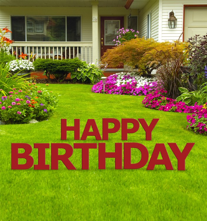 Red Happy Birthday Yard Sign