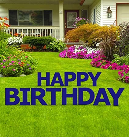 Navy Happy Birthday Yard Sign
