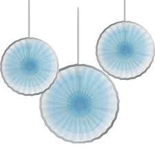 Paper Fans Blue/Silver 3pk