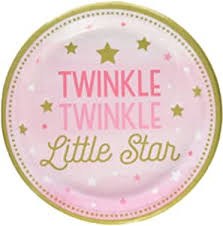 One Little Star Girl 9in Plates 8ct