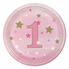 One Little Star Girl 7in Plates 8ct