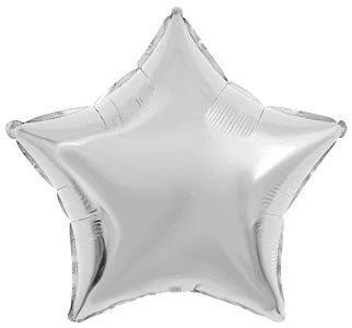Star Shape • 36" Jumbo Size Mylar Helium Balloon • SILVER