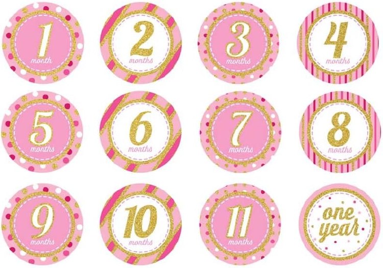 Monthly Birthday Stickers Pink