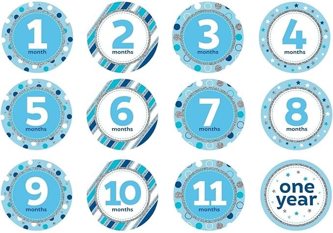 Monthly Birthday Stickers Blue