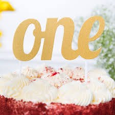 "One" Gold Glitter Cake Topper