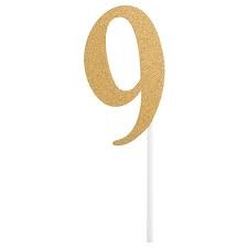 Cake Topper Glitter "9"