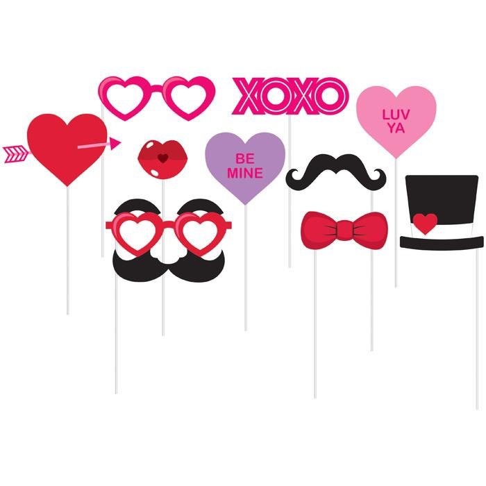 Photo Booth Valentine Props 10ct