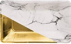 Marble/Gold Foil Rectangular Plate 8ct