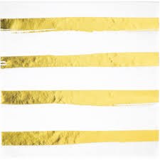 White/Gold Stripe Lunch Napkins 16ct