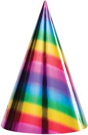 Rainbow Foil Cone Hats 8ct