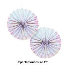 Iridescent 12" Paper Fans 2ct