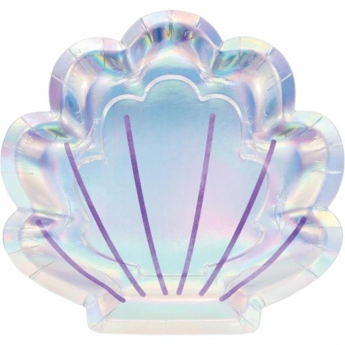 Mermaid Shine Iridescent Sea Shell 9in. Plates • 8 Count