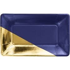 Navy/Gold 6" x 9" Plates 8ct