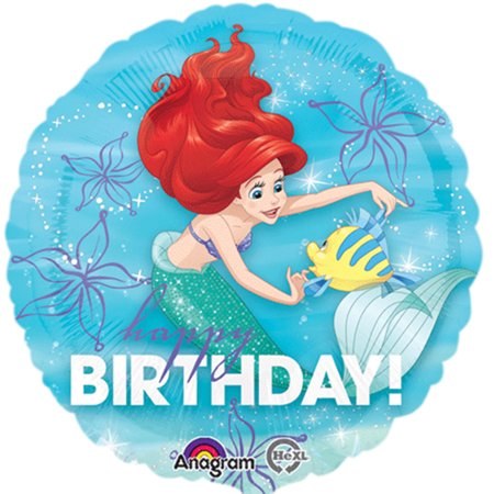 The Little Mermaid, Happy Birthday • Standard 17&quot; Mylar Helium Balloon