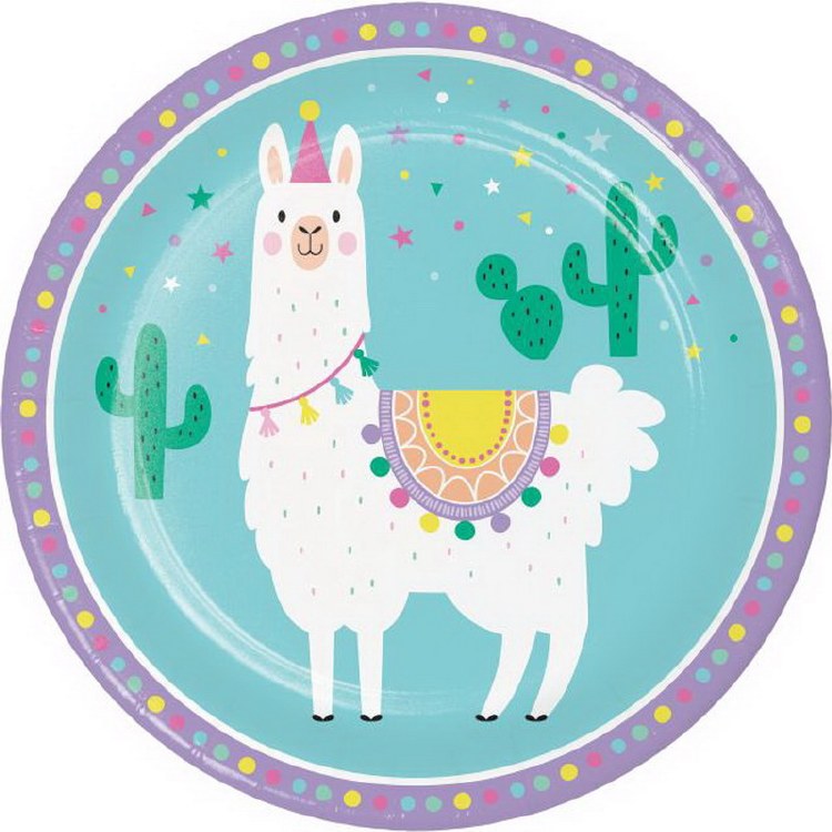 Llama Party 9in Plates 8ct