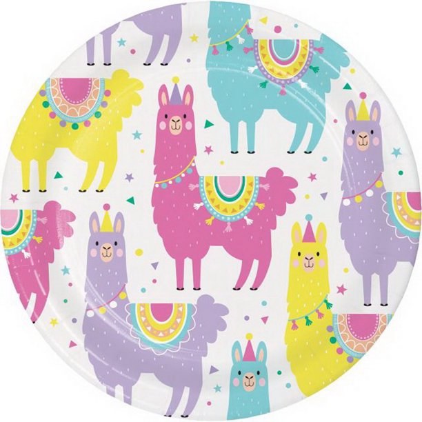 Llama Party 7in Plates 8ct